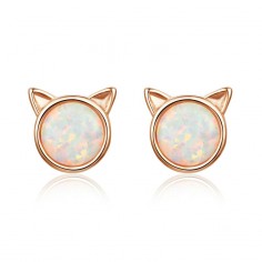 Opal Cat - Cercei argint rose gold