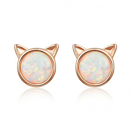 Opal Cat - Cercei argint rose gold