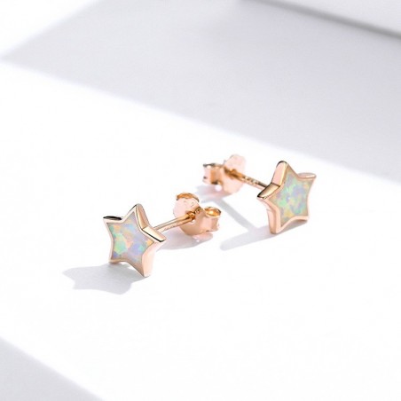 Opal Star - Cercei argint rose gold