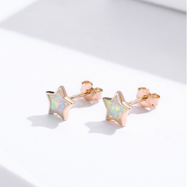 Opal Star - Cercei argint rose gold
