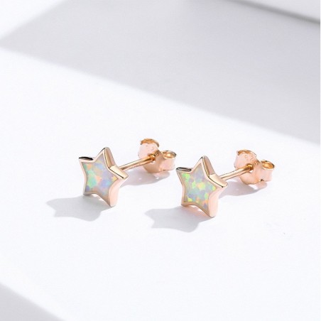 Opal Star - Cercei argint rose gold