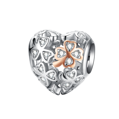 Lucky Clover Heart - Talisman argint