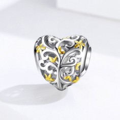 Gold Flowers Heart - Talisman argint 2