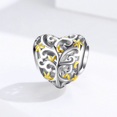 Gold Flowers Heart - Talisman argint