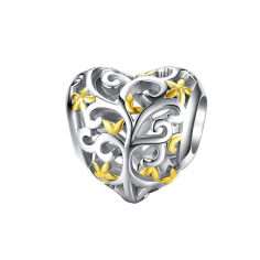 Gold Flowers Heart - Talisman argint
