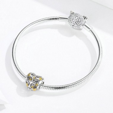 Gold Flowers Heart - Talisman argint