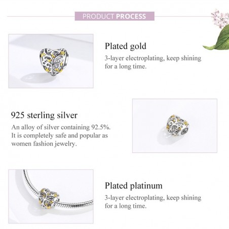 Gold Flowers Heart - Talisman argint