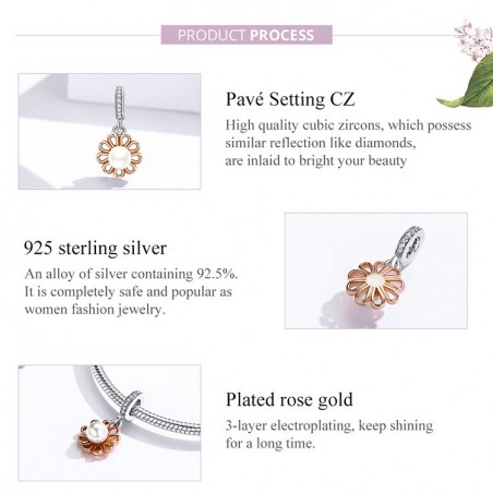 Pearl Flower - Talisman argint rose gold