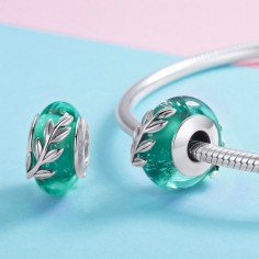 Green Leaf - Talisman argint Murano 2