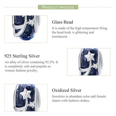 Blue Shooting Star - Talisman argint Murano