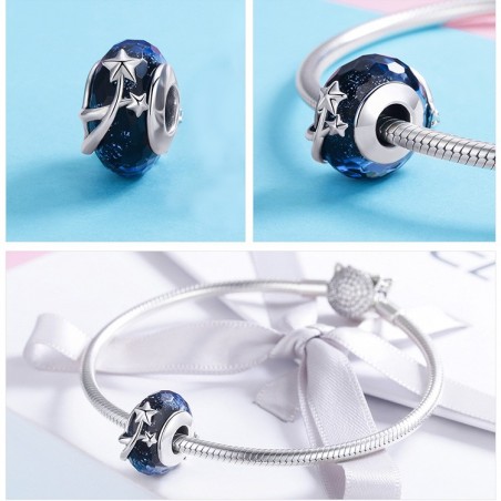 Blue Shooting Star - Talisman argint Murano
