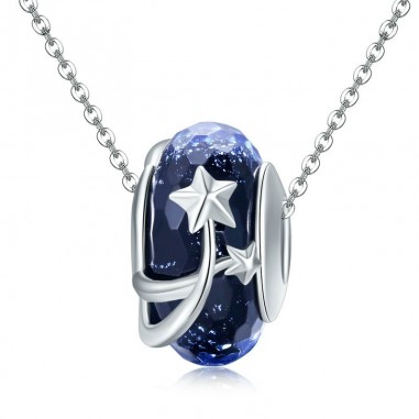 Blue Shooting Star - Talisman argint Murano