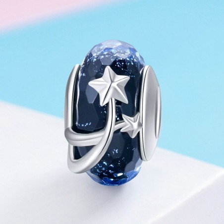 Blue Shooting Star - Talisman argint Murano