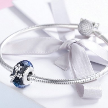 Blue Shooting Star - Talisman argint Murano