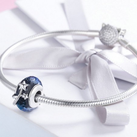 Blue Shooting Star - Talisman argint Murano