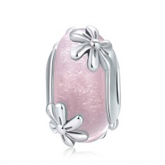 Pink Flowers - Talisman argint Murano