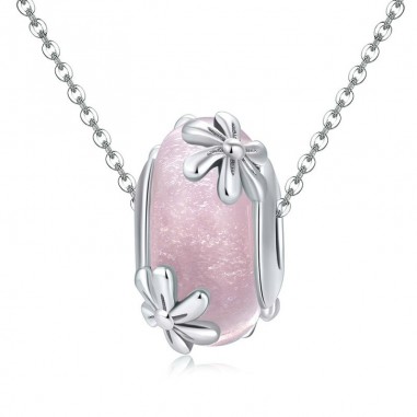 Pink Flowers - Talisman argint Murano