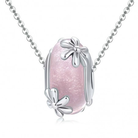 Pink Flowers - Talisman argint Murano