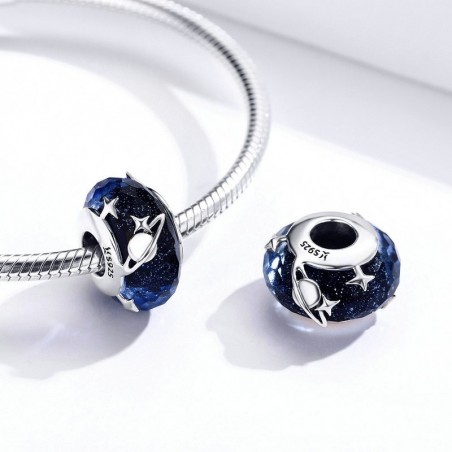 Blue Galaxy - Talisman argint Murano
