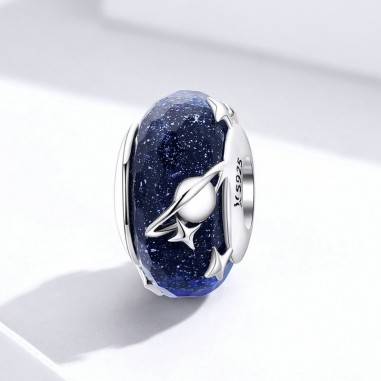 Blue Galaxy - Talisman argint Murano
