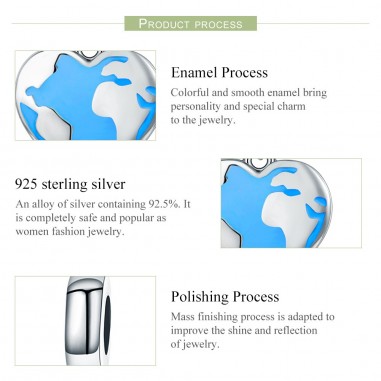 Heart Travel Map - Talisman argint