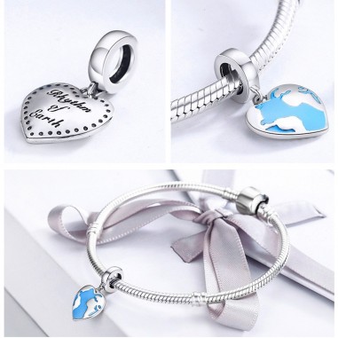 Heart Travel Map - Talisman argint