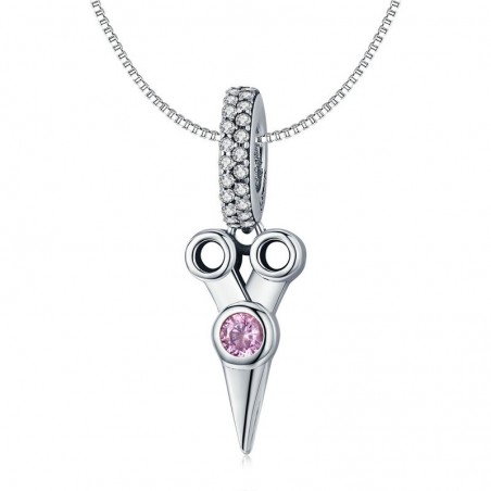 Pink Scissors - Talisman argint