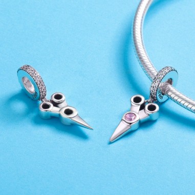 Pink Scissors - Talisman argint